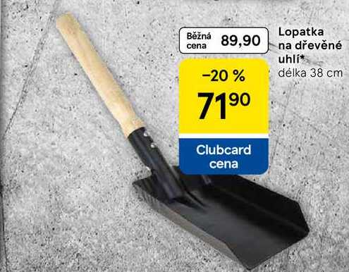 Lopatka na dřevěné uhlí, délka 38 cm 