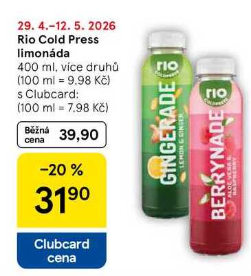 Rio Cold Press limonáda, 400 ml, více druhů 
