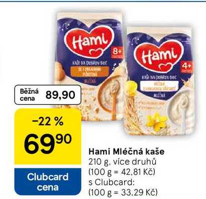 Hami Mléčná kaše, 210 g, více druhů 