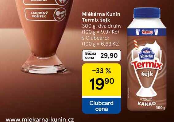 Mlékárna Kunín Termix šejk, 300 g