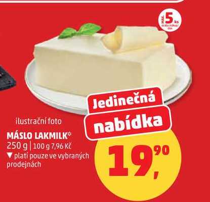 MÁSLO LAKMILK, 250 g v akci