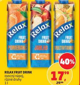 RELAX FRUIT DRINK ovocný nápoj, různé druhy, 1 l 