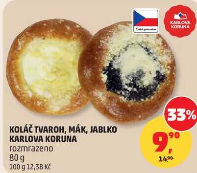 KOLÁČ TVAROH, MÁK, JABLKO KARLOVA KORUNA, 80 g