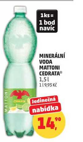 Mattoni přírodní minerální voda cedrata, 1,5 l