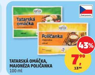 TATARSKÁ OMÁČKA, MAJONÉZA POLIČANKA, 100 ml