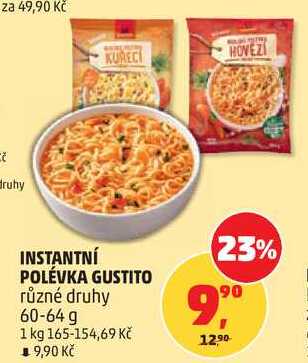 INSTANTNÍ POLÉVKA GUSTITO různé druhy, 60-64 g 
