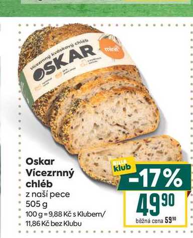 Oskar Vícezrnný chléb z naší pece 505 g 