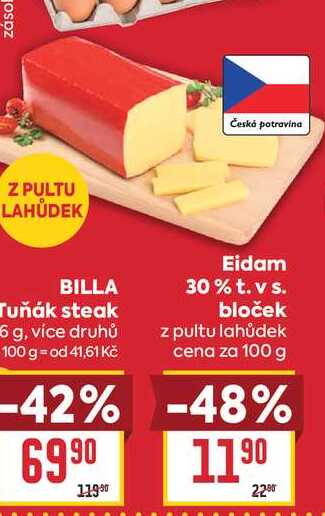 Eidam 30% t. vs. bloček z pultu lahůdek cena za 100 g