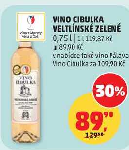 VINO CIBULKA VELTLÍNSKÉ ZELENÉ, 0,75 l