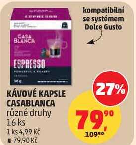 KÁVOVÉ KAPSLE CASABLANCA různé druhy, 16 ks 
