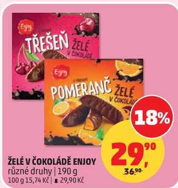 ŽELÉ V ČOKOLÁDĚ ENJOY různé druhy, 190 g 