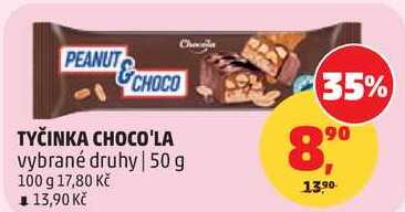 TYČINKA CHOCO'LA vybrané druhy, 50 g
