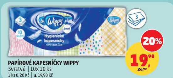 PAPÍROVÉ KAPESNÍČKY WIPPY 3vrstvé, 10x 10 ks