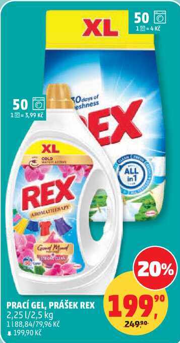 PRACÍ GEL, PRÁŠEK REX, 2,25 l/2,5 kg 