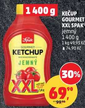 KEČUP GOURMET XXL SPAK jemný, 1400 g