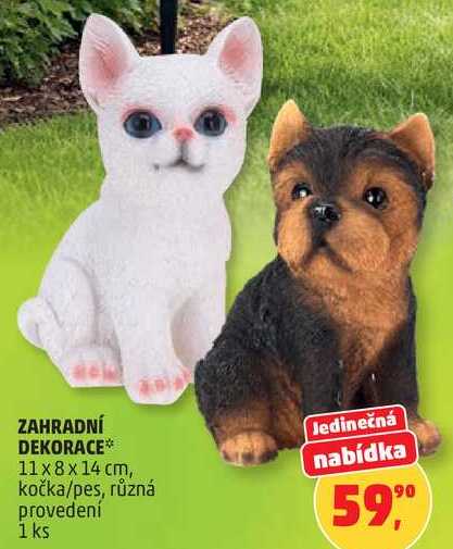 ZAHRADNÍ DEKORACE Jedinečná 11 x 8 x 14 cm, nabídka kočka/pes, různá provedení, 1 ks