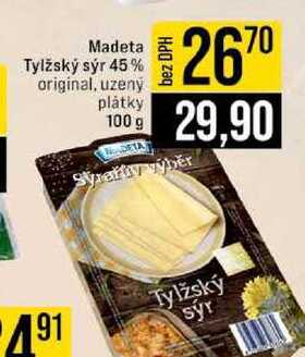 Madeta Tylžský sýr 45% original, uzený plátky 100 g 