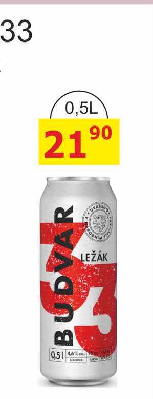 BUDVAR 33 - světlý ležák 0,5L plechovka