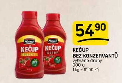 KEČUP BEZ KONZERVANTŮ vybrané druhy 900 g
