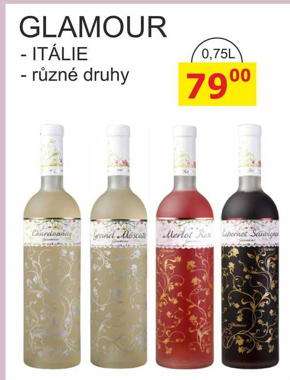 GLAMOUR - ITÁLIE - různé druhy 0,75L