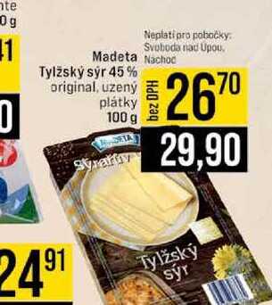 Madeta Tylžský sýr 45% original, uzený plátky 100 g