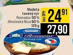 Madeta tavený sýr Romadur 50% Jihočeská Niva 60% 125 g 