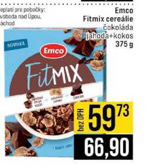 Emco Fitmix cereálie čokoláda jahoda+kokos 375 g