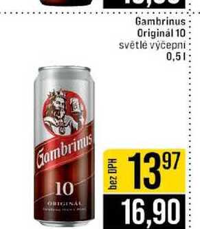 Gambrinus Originál 10 světlé výčepni 0,5l