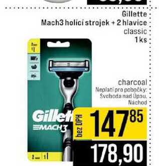 Gillette Mach3 holicí strojek +2 hlavice classic 1ks