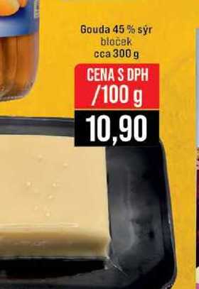 Gouda 45 % sýr bloček cca 300 g 100g