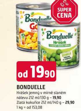 BONDUELLE Hrášek jemný v mírně slaném nálevu 212 ml/130 g