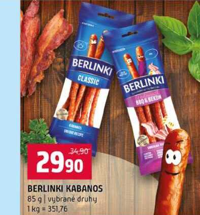 BERLINKI KABANOS 85 g vybrané druhy 