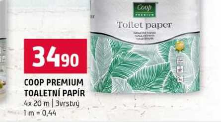 COOP PREMIUM TOALETNÍ PAPÍR 4x 20 m 3vrstvý 
