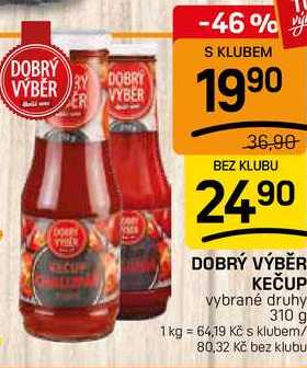 DOBRÝ VÝBĚR KEČUP vybrané druhy 310 g