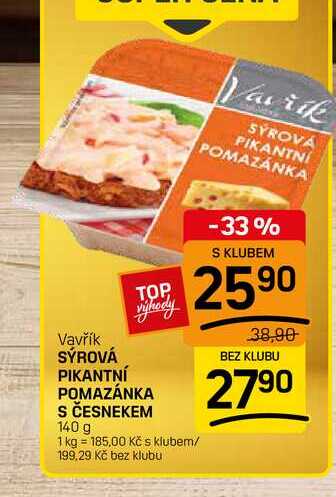 SÝROVÁ PIKANTNÍ POMAZÁNKA S ČESNEKEM 140g