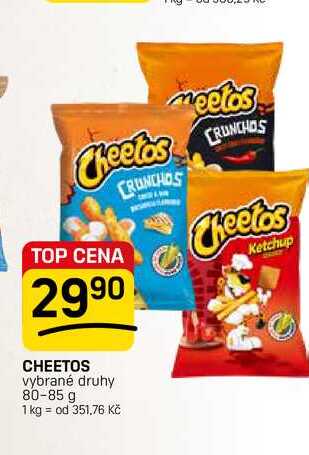 CHEETOS vybrané druhy 80-85 g 