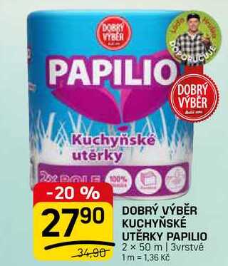 KUCHYŇSKÉ UTĚRKY PAPILIO 2 x 50 m | 3vrstvé 