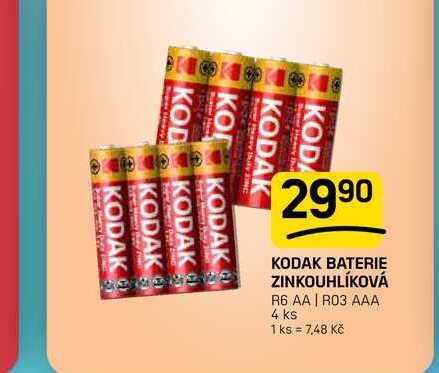 KODAK BATERIE ZINKOUHLÍKOVÁ R6 AA | R03 AAA 4 ks 