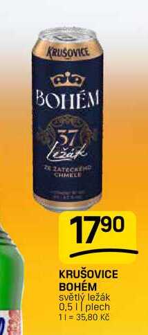 KRUŠOVICE BOHÉM světlý ležák 0,51 plech