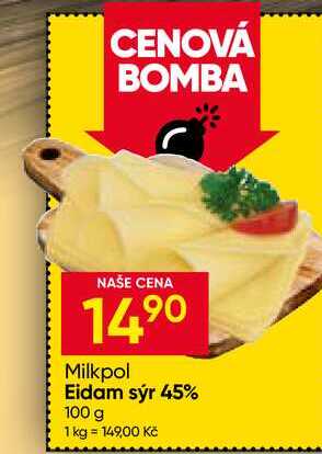Milkpol Eidam sýr 45% 100 g