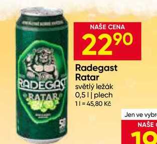 Radegast Ratar světlý ležák 0,5l plech