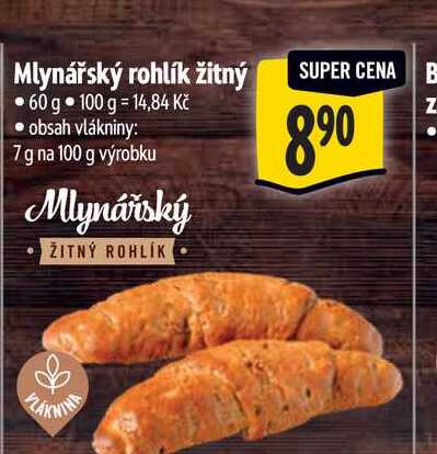 Mlynářský rohlík žitný 60 g 