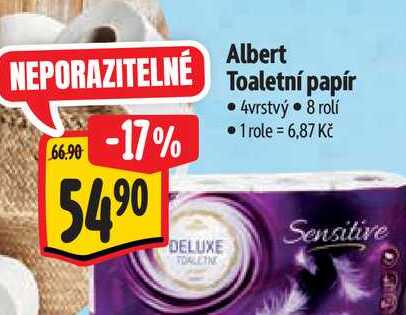   Albert Toaletní papír 4vrstvý  8 rolí  