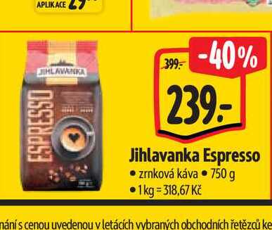   Jihlavanka Espresso zrnková káva 750g 