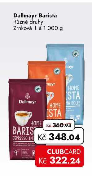 Dallmayr Barista Různé druhy Zrnková 1000 g  