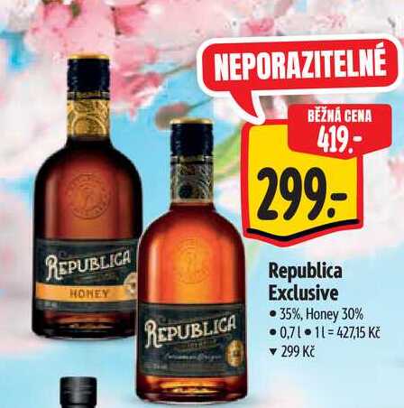  Republica Exclusive 35%, Honey 30%  0,7 l