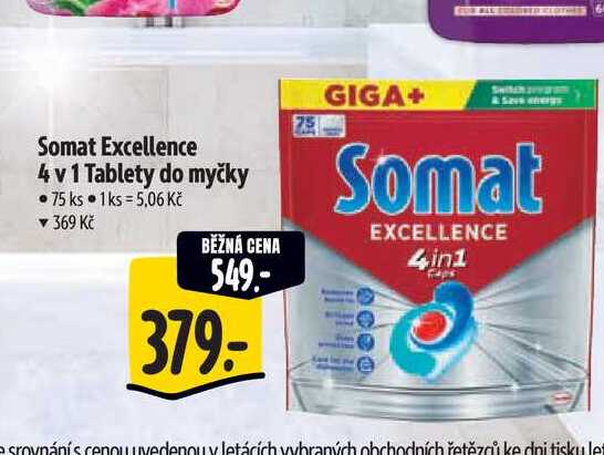 Somat Excellence 4 v 1 Tablety do myčky  75 ks 