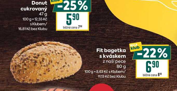 Fit bagetka klub s kváskem z naší pece 80 g 