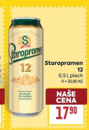 Staropramen 12 0,51, plech