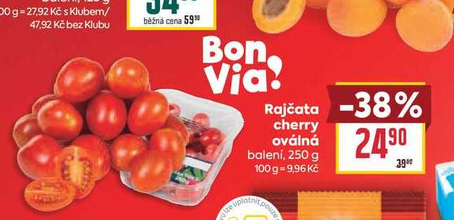 Rajčata cherry oválná balení, 250 g